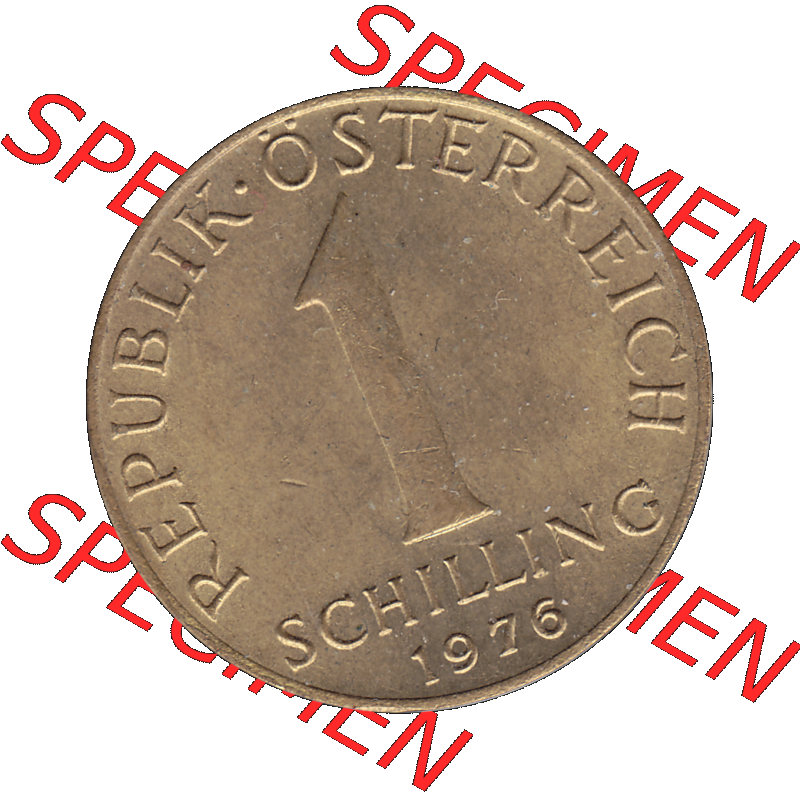 Alte Münzen Österreich 1 / Ein Schilling 1959-2001, 1 Schilling 1976-01, Ein Shilling Edelweiß. Vorderseite der alten österreichischen 1 / Ein Schilling... Sammlung