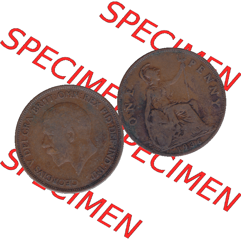 Alte Münze Großbritannien Umlaufmünze One Penny, 1 Pence 1928-1936, 1 One Penny, 1936-02 , George V. BM GEORGIVS V DEI GRABRITTOMNREX FIDDEFINDIMP.... Sammlung