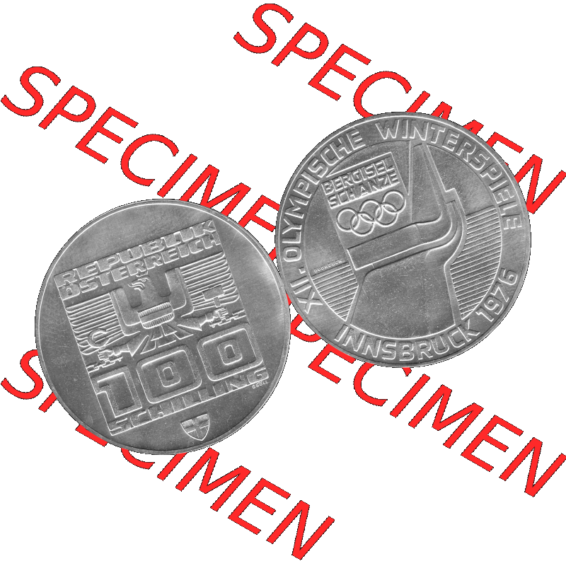 Alte Münze 100 / Einhundert Schilling Österreich in s/w Schwarzweiß bzw. Graustufen Farbgebung von Scanner transparenten PNG 1976-1976, 100 Hundert Schilling,... Sammlung
