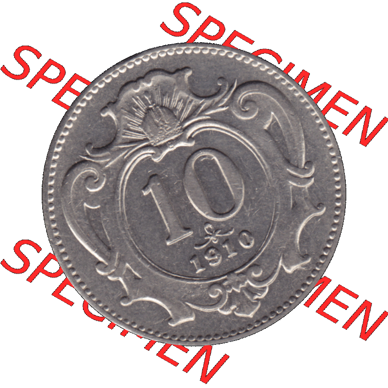 Alte Münze aus Kaiserreich Österreich als PNG-Grafik 1892-1911, 10 Heller 1910-01. Rückseite der alten 10 Heller Umlaufmünze aus Österreichischen Kaiserreich,... Sammlung
