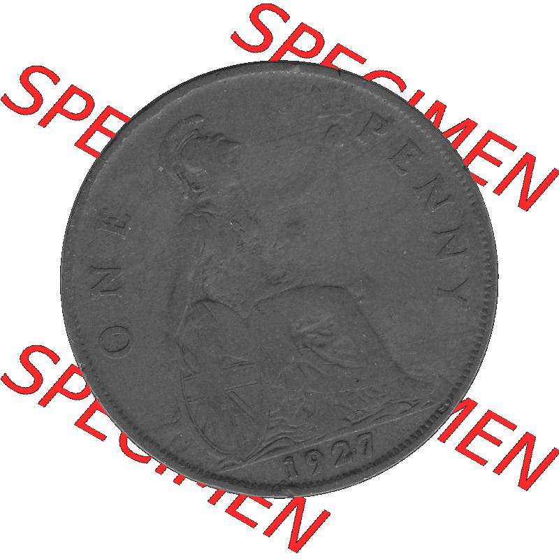 Alte Münze Großbritannien Umlaufmünze One Penny, 1 Pence 1927-1927, 1 One Penny, 1927-02 , George V, BM GEORGIVS V DEI GRABRITTOMNREX FIDDEFINDIMP Graustufen.... Sammlung