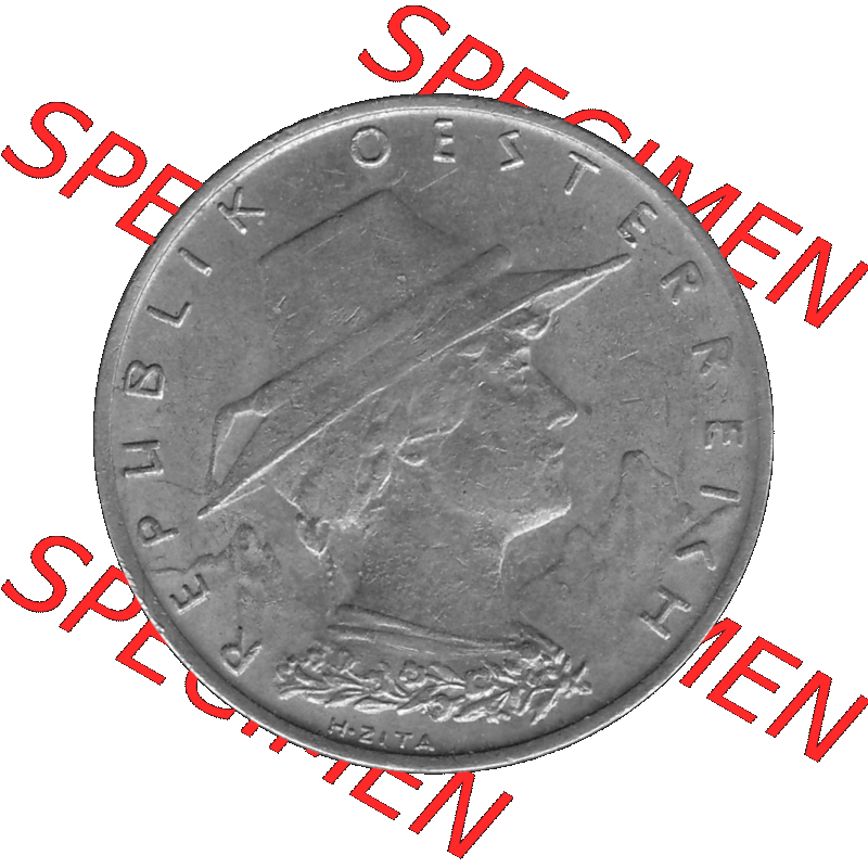Alte Münze 10 / Zehn Groschen Österreich in s/w Schwarzweiß bzw. Graustufen Farbgebung von Scanner transparenten PNG 1925-1929, 10 Groschen 1928-01, VS Triolerien,... Sammlung