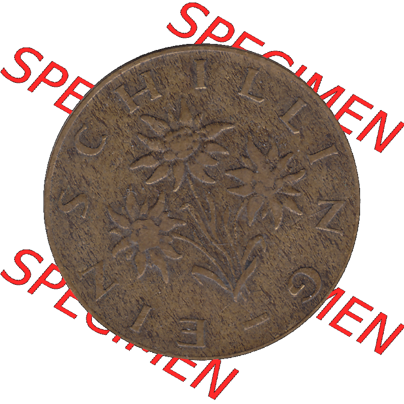 Alte Münzen Österreich 1 / Ein Schilling 1959-2001, 1 Schilling 1959-01, Ein Shilling Edelweiß. Rückseite der alten 1 / Ein Schilling Münze Edelweiß... Sammlung
