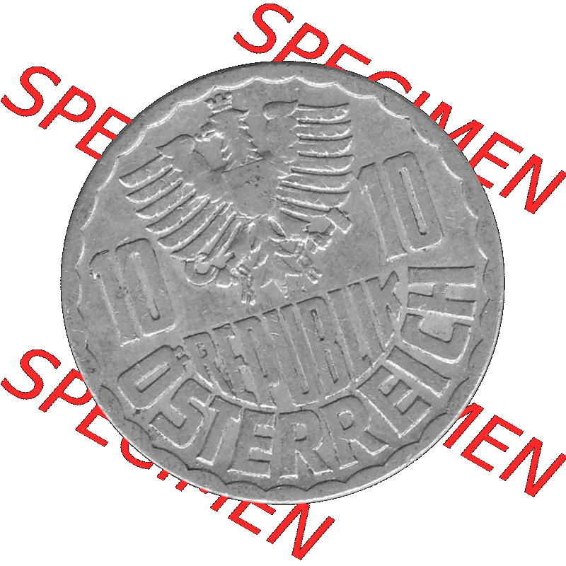 Alte Münze 10 / Zehn Groschen Österreich in s/w Schwarzweiß bzw. Graustufen Farbgebung von Scanner transparenten PNG 1951-2001, 10 Groschen 1953-01 Graustufen.... Sammlung