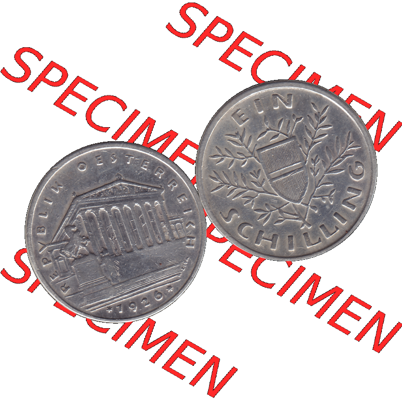 Alte Münzen Österreich Ein - 1 Schilling 1925-1932, 1 Schilling 1926-01 Silbermünze Parlamentsgebäude in Wien, Bindenschild 6 Gramm 640er Silber. Vorderseite und... Sammlung