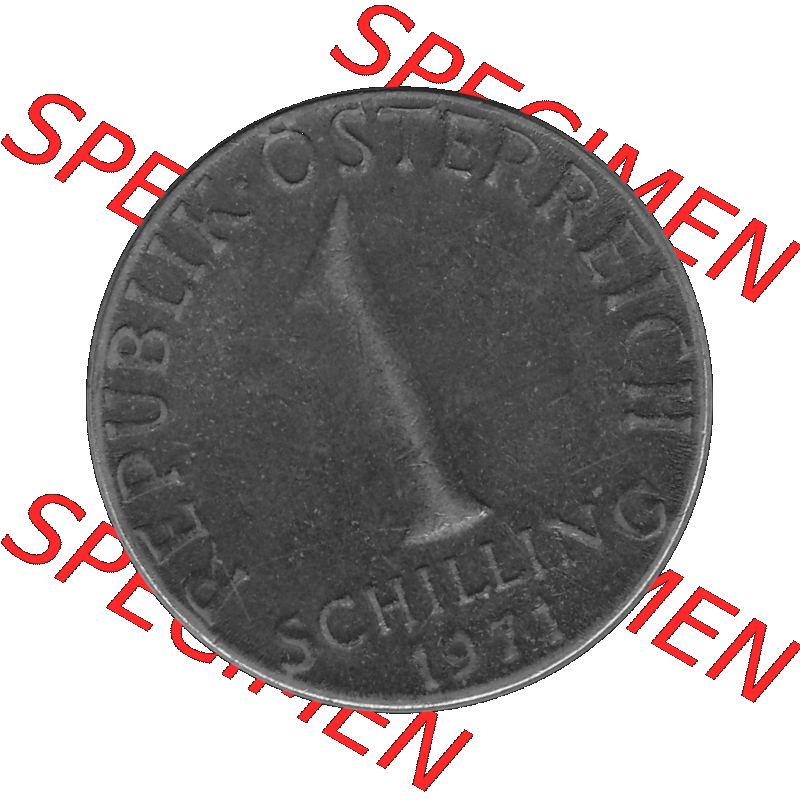 Alte Münzen Österreich 1 / Ein Schilling in Graustufen 1959-2001, 1 Schilling 1971-01, Ein Shilling Edelweiß Graustufen. Vorderseite in Graustufen der 1 / Ein... Sammlung