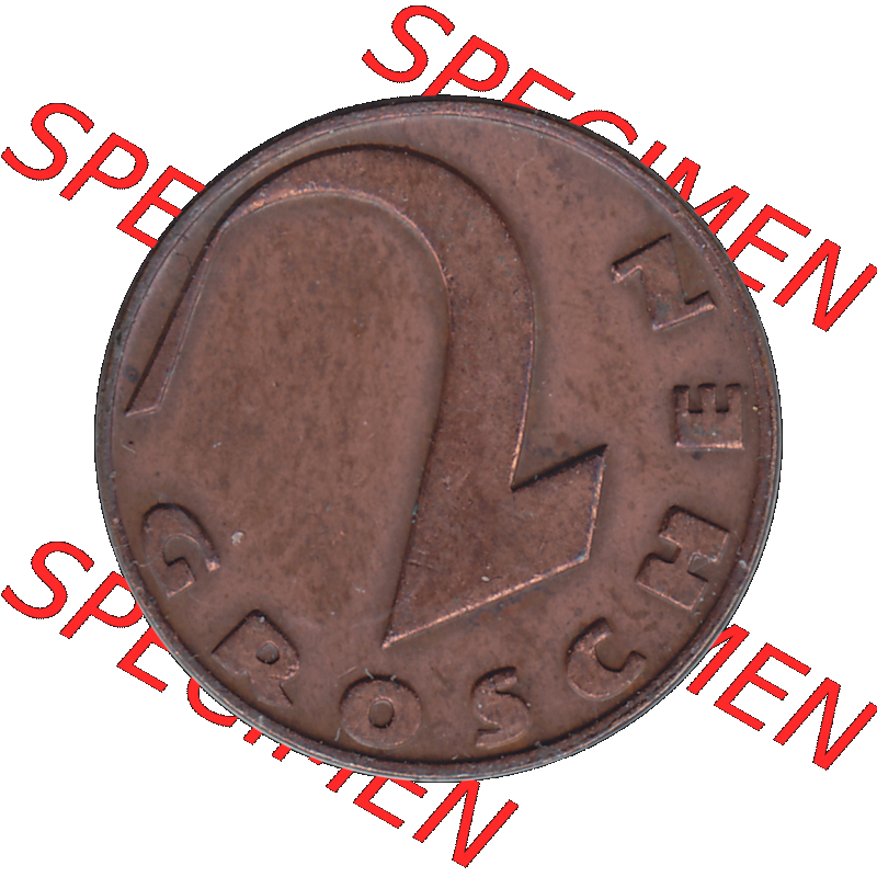 Alte Münze 2 / Zwei Groschen Österreich in original Farbgebung von Scanner transparenten PNG 1925-1938, 2 Zwei Groschen, Krückenkreuz 1937-01. Rückseite der alten... Sammlung
