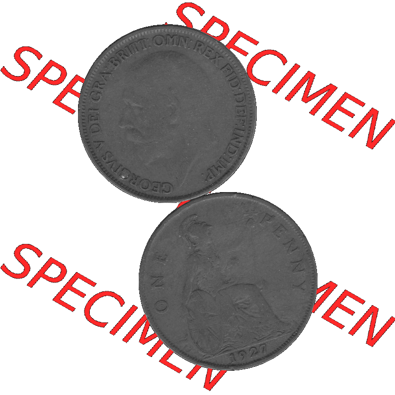 Alte Münze Großbritannien Umlaufmünze One Penny, 1 Pence 1927-1927, 1 One Penny, 1927-02 , George V, BM GEORGIVS V DEI GRABRITTOMNREX FIDDEFINDIMP Graustufen.... Sammlung