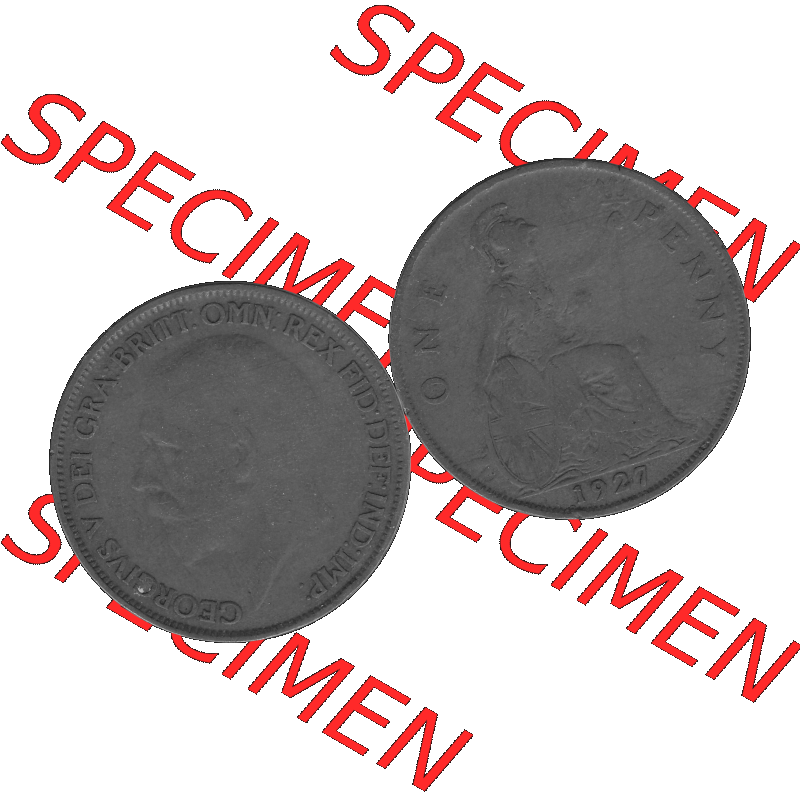 Alte Münze Großbritannien Umlaufmünze One Penny, 1 Pence 1927-1927, 1 One Penny, 1927-02 , George V, BM GEORGIVS V DEI GRABRITTOMNREX FIDDEFINDIMP Graustufen.... Sammlung