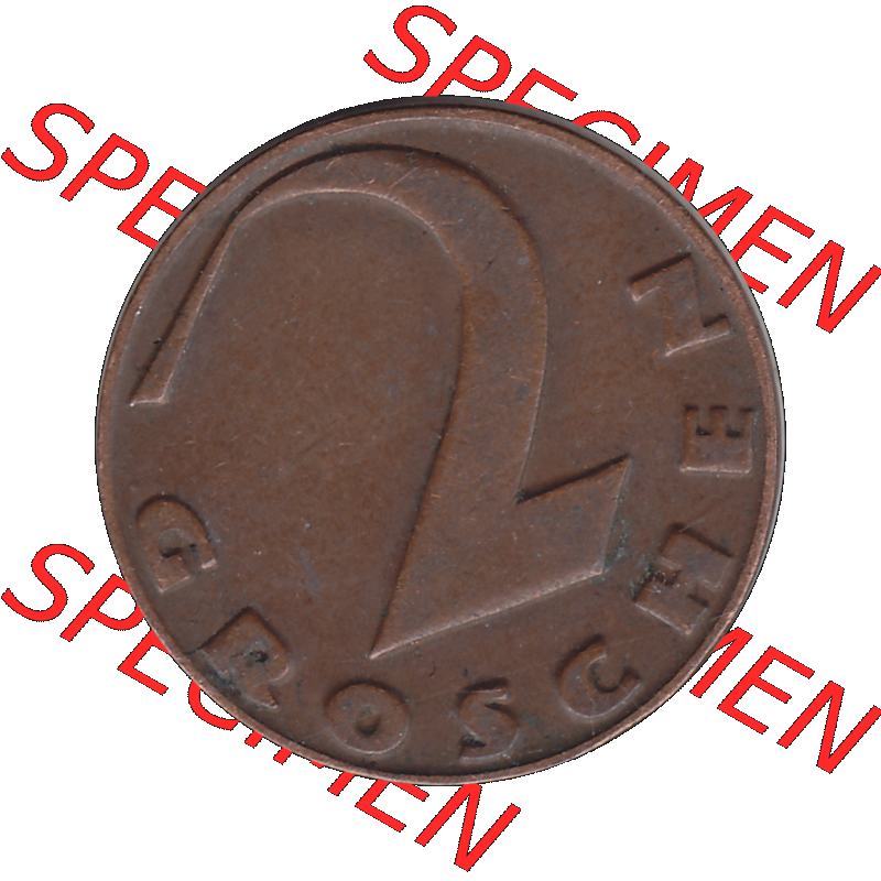 Alte Münze 2 / Zwei Groschen Österreich in original Farbgebung von Scanner transparenten PNG 1925-1938, 2 Zwei Groschen, Krückenkreuz 1930-01. Rückseite der alten... Sammlung
