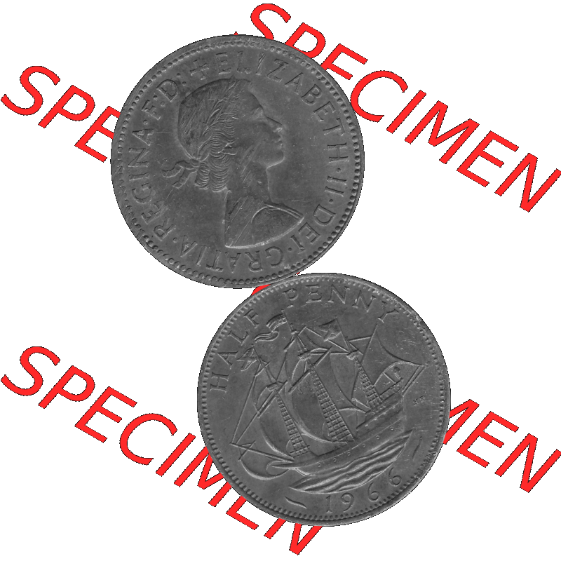 Alte Münze Großbritannien Umlaufmünze Half Penny, 1/2 Pence 1954-1970, Half Penny, Halber Pence 1966-01, Elisabeth II. - Schriftzug ELIZABETH II DEI GRATIA... Sammlung