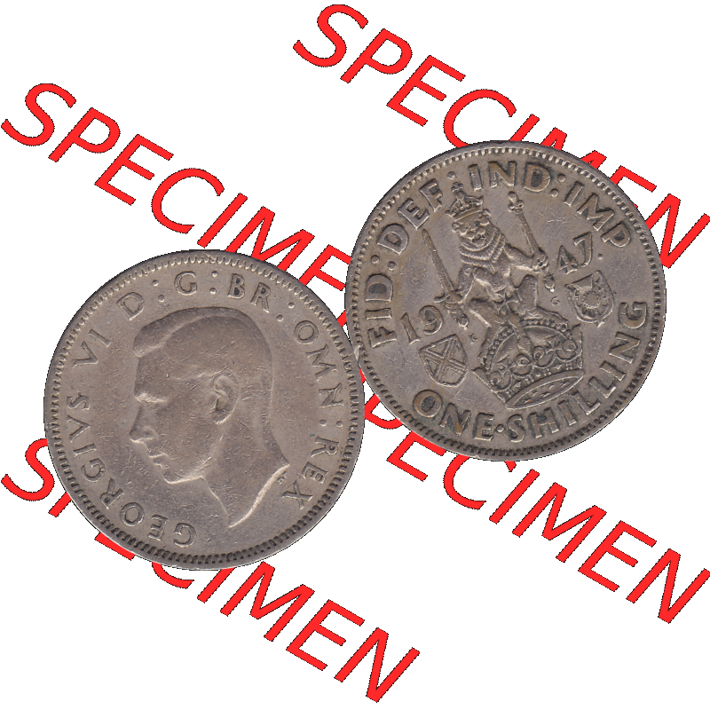 Alte Münze Großbritannien, Bild in Farbe bzw. Color PNG-Grafik 1947-1948, 1 One Schilling - One Shilling, 1947-02 Sitzender gekrönter Löwe auf Krone.... Sammlung