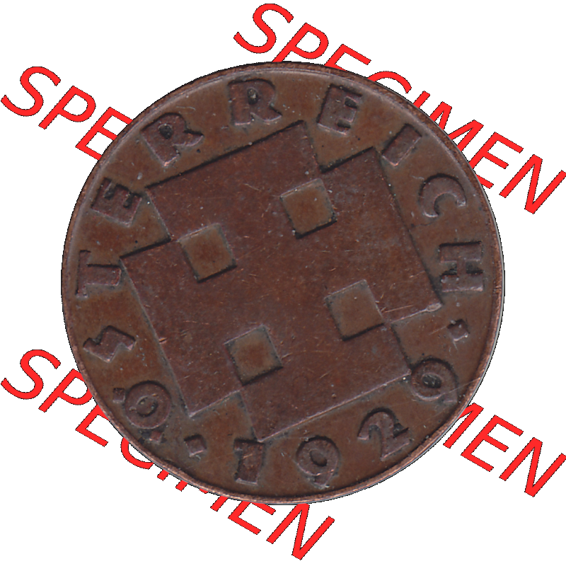 Alte Münze 2 / Zwei Groschen Österreich in original Farbgebung von Scanner transparenten PNG 1925-1938, 2 Zwei Groschen, Krückenkreuz 1929-01. Vorderseite der alten... Sammlung