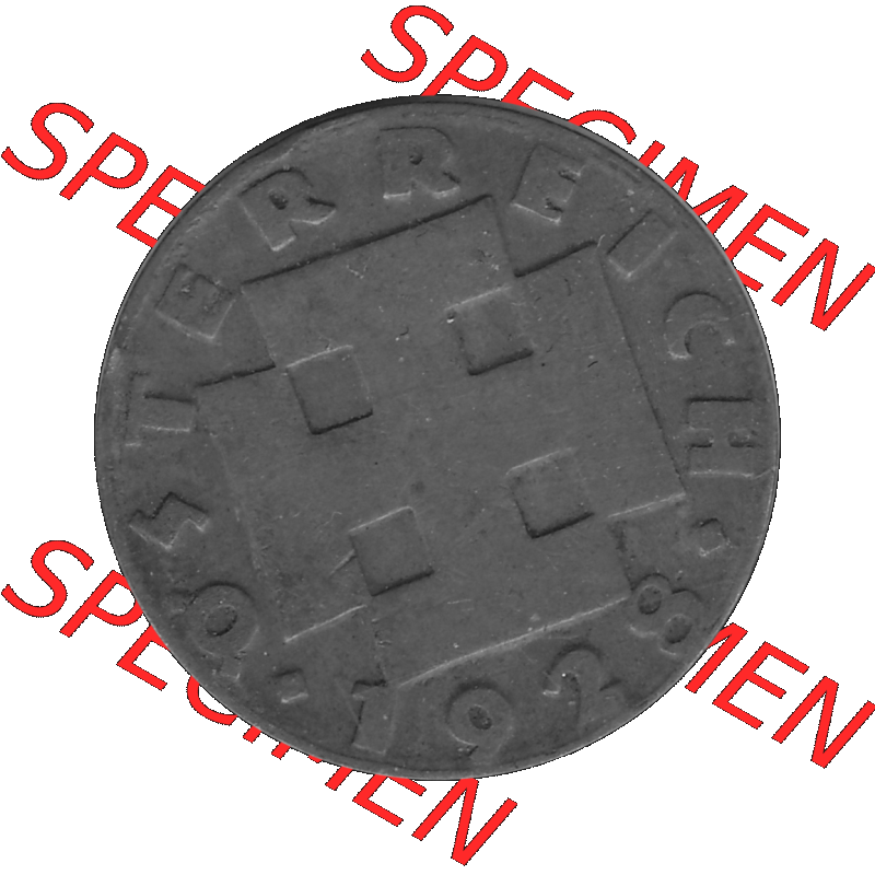 Alte Münze 2 / Zwei Groschen Österreich in s/w Schwarzweiß bzw. Graustufen Farbgebung von Scanner transparenten PNG 1925-1938, 2 Zwei Groschen, Krückenkreuz... Sammlung