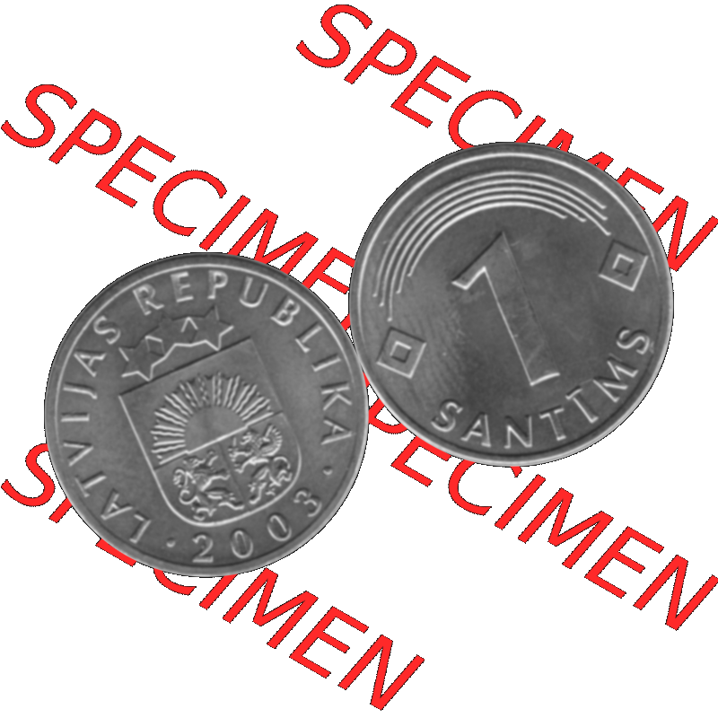 Alte Münze Lettland Umlaufmünze 1992-2008, 1 Santims 2003-01, VS Staatswappen, RS. Wert-Zahl Graustufen. Vorderseite und Rückseite der lettischen Münze... Sammlung
