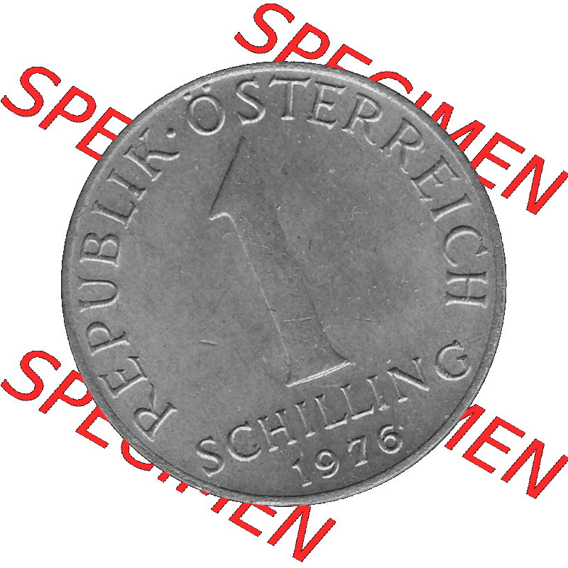 Alte Münzen Österreich 1 / Ein Schilling in Graustufen 1959-2001, 1 Schilling 1976-01, Ein Shilling Edelweiß Graustufen. Vorderseite in Graustufen der 1 / Ein... Sammlung