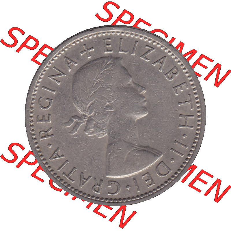 Alte Münze Großbritannien, Bild in Farbe bzw. Color PNG-Grafik, Umlaufmünze aus dem Zeitraum 1954-1970, 2 Schilling-Florin, Two Shillings, 1965-01 ELIZABETH... Sammlung