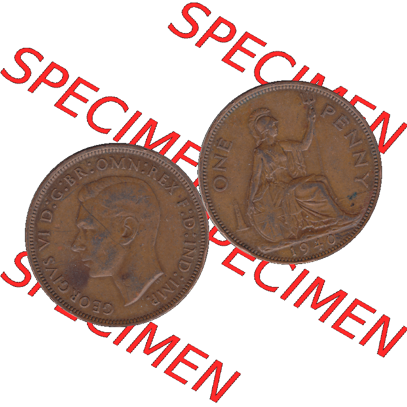 Alte Münzen Großbritannien Umlaufmünze 1937-1948, 1 One Penny 1940-01, George VI, GEORGIVS VI DGBROMNREX FDINDIMP. HP. Vorderseite und Rückseite der... Sammlung