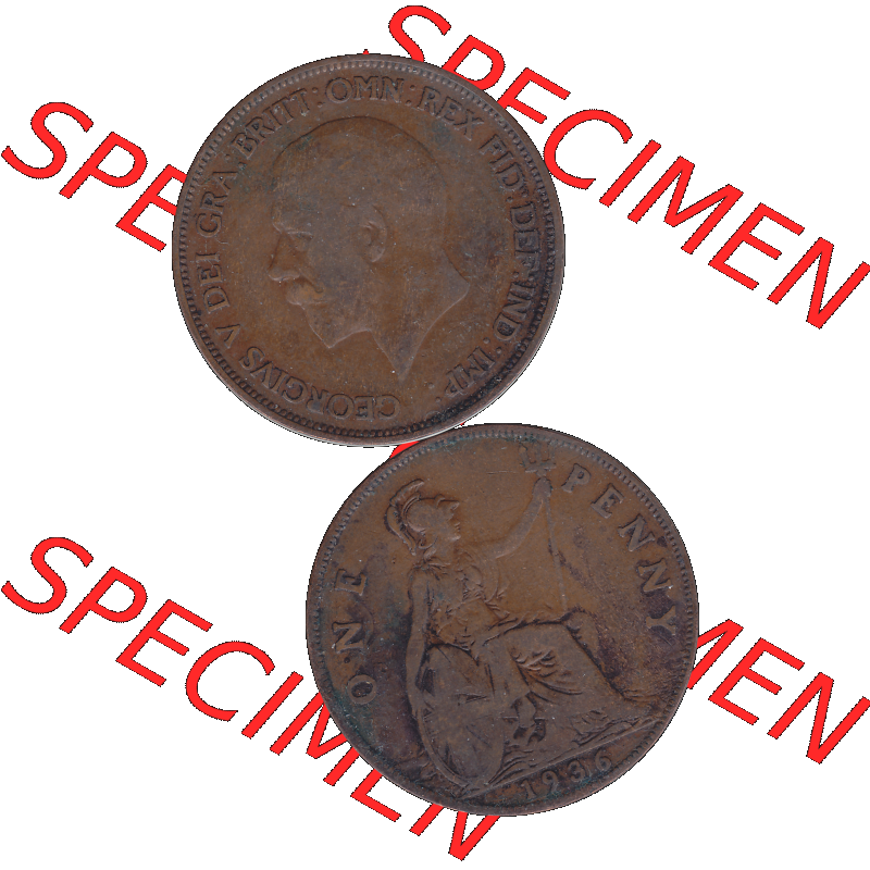 Alte Münze Großbritannien Umlaufmünze One Penny, 1 Pence 1928-1936, 1 One Penny, 1936-02 , George V. BM GEORGIVS V DEI GRABRITTOMNREX FIDDEFINDIMP.... Sammlung