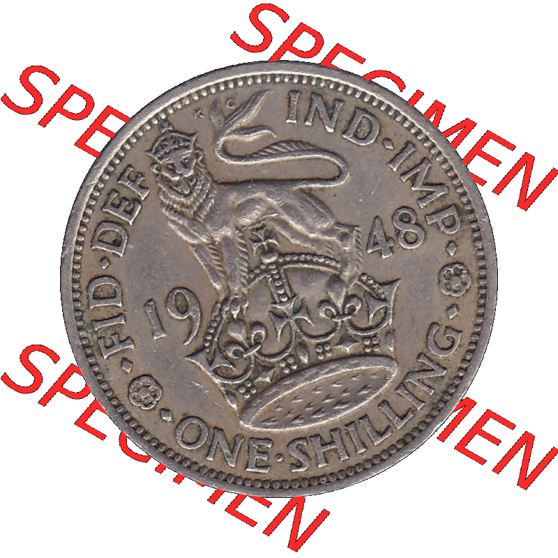 Alte Münze Großbritannien, Bild in Farbe bzw. Color PNG-Grafik 1947-1948, 1 One Schilling - One Shilling, 1948-07 Stehender gekrönter Löwe auf Krone.... Sammlung