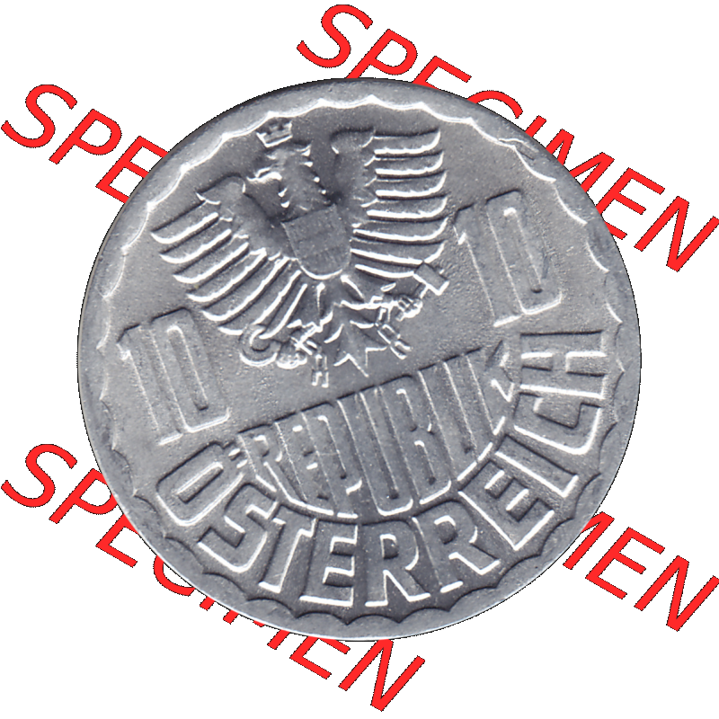 Alte Münze 10 / Zehn Groschen Österreich in original Farbgebung von Scanner transparenten PNG 1951-2001, 10 Groschen 1972-01. Vorderseite der alten österreichischen 10 /... Sammlung