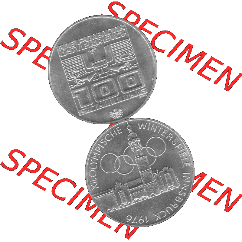 Alte Münze 100 / Einhundert Schilling Österreich in s/w Schwarzweiß bzw. Graustufen Farbgebung von Scanner transparenten PNG 1976-1976, 100 Hundert Schilling,... Sammlung