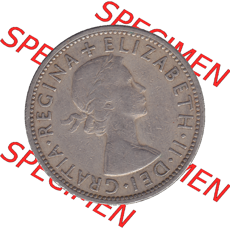 Alte Münze Großbritannien, Bild in Farbe bzw. Color PNG-Grafik, Umlaufmünze aus dem Zeitraum 1954-1970, 2 Schilling-Florin, Two Shillings, 1954-01 ELIZABETH... Sammlung