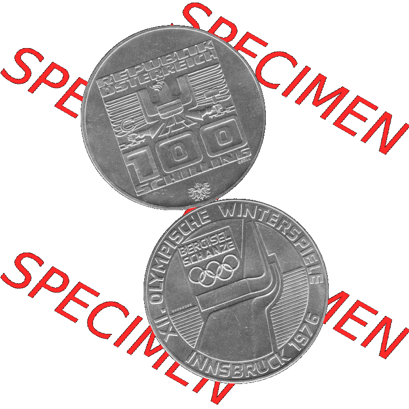 Alte Münze 100 / Einhundert Schilling Österreich in s/w Schwarzweiß bzw. Graustufen Farbgebung von Scanner transparenten PNG 1976-1976, 100 Hundert Schilling,... Sammlung