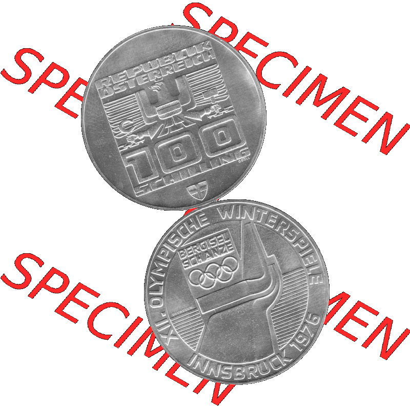 Alte Münze 100 / Einhundert Schilling Österreich in s/w Schwarzweiß bzw. Graustufen Farbgebung von Scanner transparenten PNG 1976-1976, 100 Hundert Schilling,... Sammlung