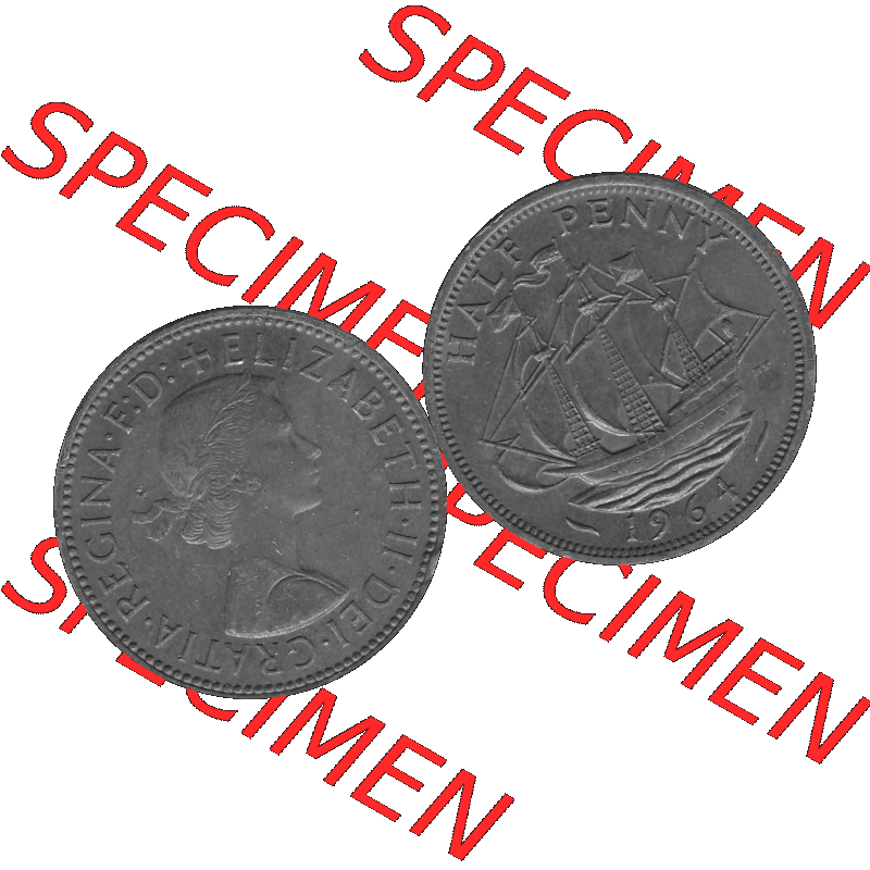 Alte Münze Großbritannien Umlaufmünze Half Penny, 1/2 Pence 1954-1970, Half Penny, Halber Pence 1964-01, Elisabeth II. - Schriftzug ELIZABETH II DEI GRATIA... Sammlung