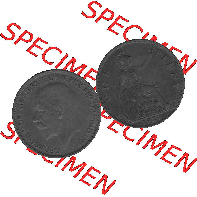 Alte Münze Großbritannien Umlaufmünze One Penny, 1 Pence 1927-1927, 1 One Penny, 1927-01, George V, BM GEORGIVS V DEI GRABRITTOMNREX FIDDEFINDIMP Graustufen.... Sammlung