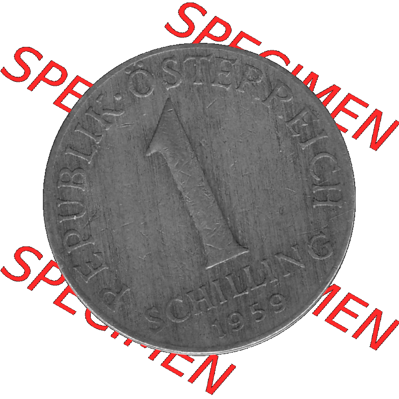 Alte Münzen Österreich 1 / Ein Schilling in Graustufen 1959-2001, 1 Schilling 1959-01, Ein Shilling Edelweiß Graustufen. Vorderseite in Graustufen der 1 / Ein... Sammlung