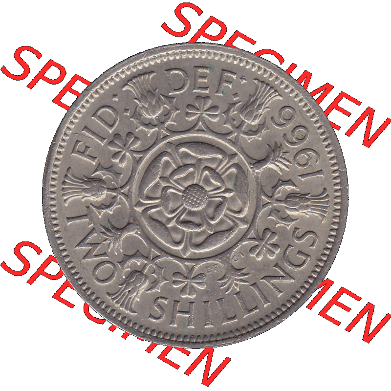Alte Münze Großbritannien, Bild in Farbe bzw. Color PNG-Grafik, Umlaufmünze aus dem Zeitraum 1954-1970, 2 Schilling-Florin, Two Shillings, 1966-01 ELIZABETH... Sammlung
