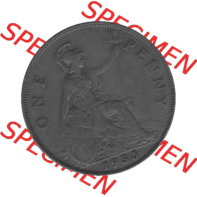 Alte Münze Großbritannien Umlaufmünze One Penny, 1 Pence 1928-1936, 1 One Penny, 1935-01, George V. BM GEORGIVS V DEI GRABRITTOMNREX FIDDEFINDIMP Graustufen.... Sammlung