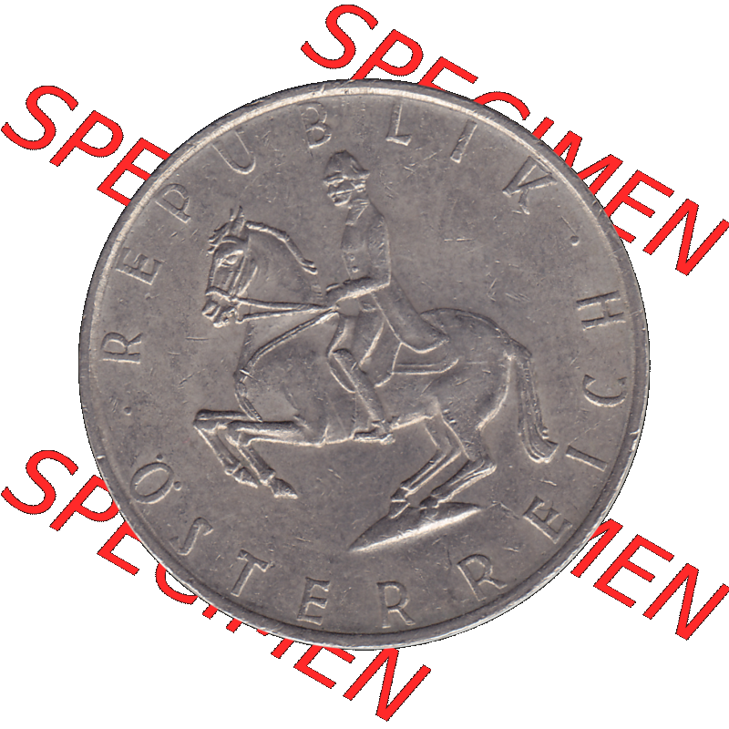 Alte Münze 5 / Fünf Schilling Österreich in original Farbgebung von Scanner transparenten PNG 1968-2001, 5 Schilling 1980-01, Reiter in der Levade. Vorderseite der... Sammlung