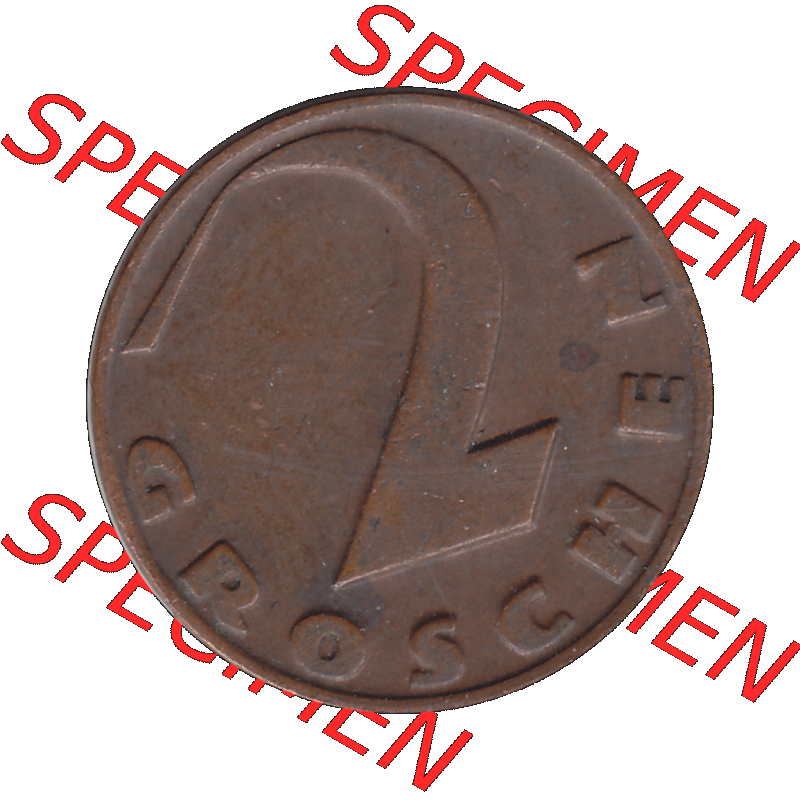 Alte Münze 2 / Zwei Groschen Österreich in original Farbgebung von Scanner transparenten PNG 1925-1938, 2 Zwei Groschen, Krückenkreuz 1936-03. Rückseite der alten... Sammlung
