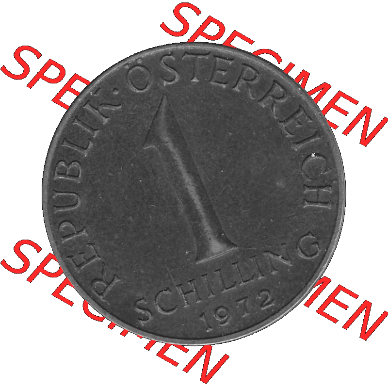 Alte Münzen Österreich 1 / Ein Schilling in Graustufen 1959-2001, 1 Schilling 1972-01, Ein Shilling Edelweiß Graustufen. Vorderseite in Graustufen der 1 / Ein... Sammlung