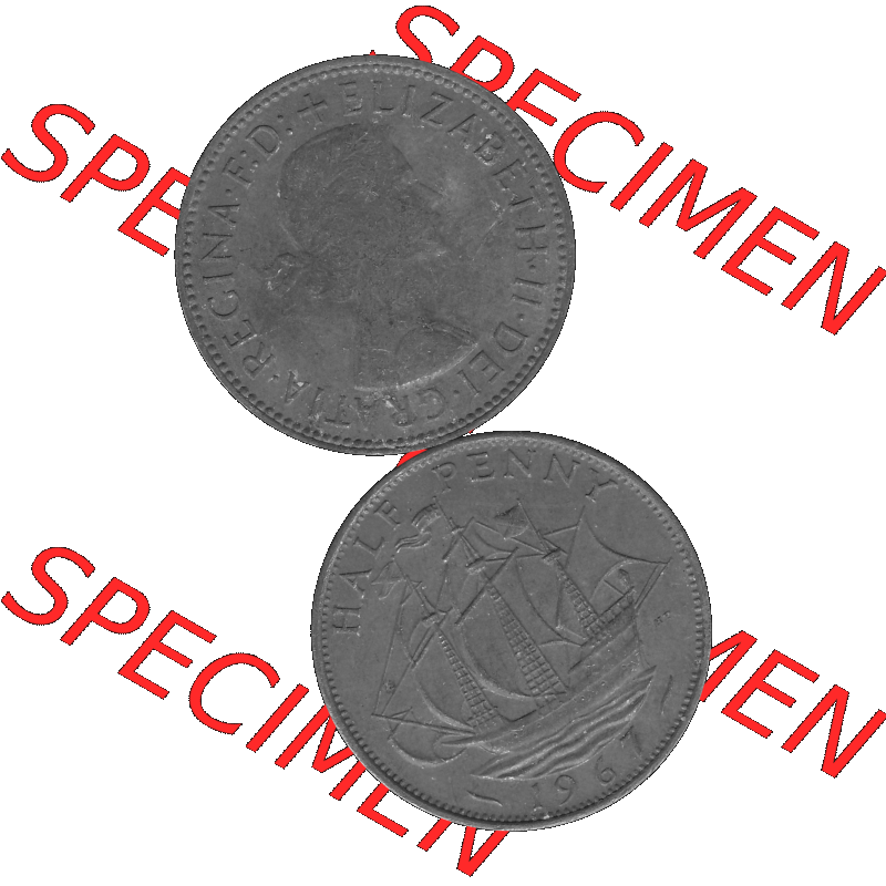 Alte Münze Großbritannien Umlaufmünze Half Penny, 1/2 Pence 1954-1970, Half Penny, Halber Pence 1967-01, Elisabeth II. - Schriftzug ELIZABETH II DEI GRATIA... Sammlung