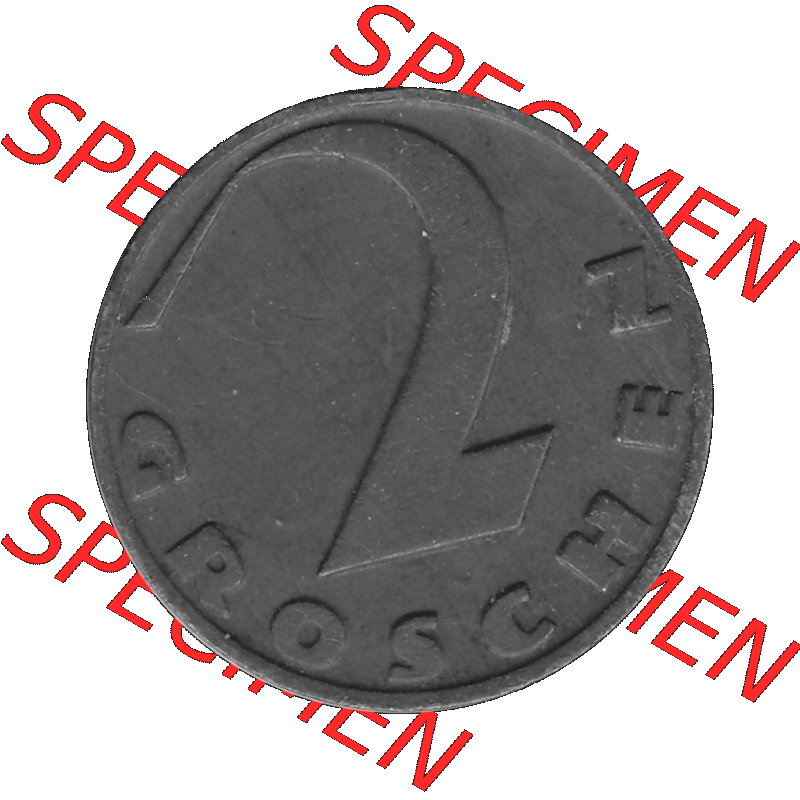 Alte Münze 2 / Zwei Groschen Österreich in s/w Schwarzweiß bzw. Graustufen Farbgebung von Scanner transparenten PNG 1925-1938, 2 Zwei Groschen, Krückenkreuz... Sammlung