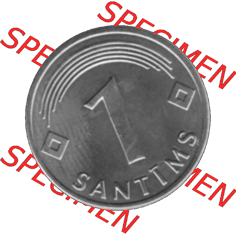 Alte Münze Lettland Umlaufmünze 1992-2008, 1 Santims 2003-01, VS Staatswappen, RS. Wert-Zahl Graustufen. Rückseite mit Motiv der Umlaufmünze in Graustufen... Sammlung