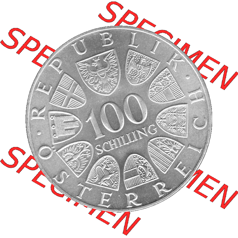 Alte Münze 100 / Einhundert Schilling Österreich in s/w Schwarzweiß bzw. Graustufen Farbgebung von Scanner transparenten PNG 1976-1976, 100 Hundert Schilling,... Sammlung