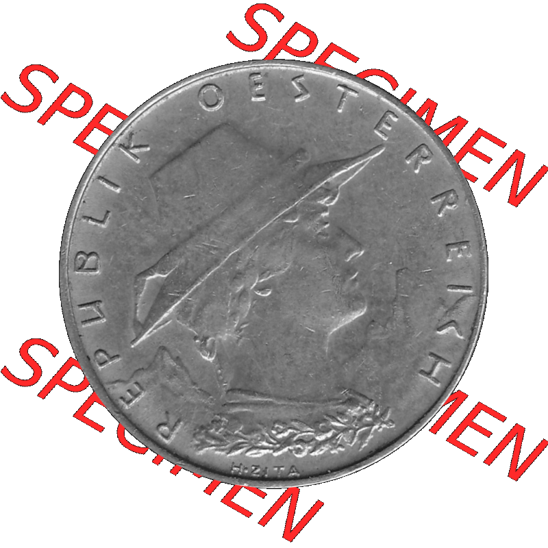 Alte Münze 10 / Zehn Groschen Österreich in s/w Schwarzweiß bzw. Graustufen Farbgebung von Scanner transparenten PNG 1925-1929, 10 Groschen 1925-01, VS Triolerien,... Sammlung