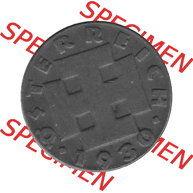 Alte Münze 2 / Zwei Groschen Österreich in s/w Schwarzweiß bzw. Graustufen Farbgebung von Scanner transparenten PNG 1925-1938, 2 Zwei Groschen, Krückenkreuz... Sammlung
