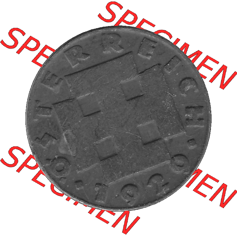 Alte Münze 2 / Zwei Groschen Österreich in s/w Schwarzweiß bzw. Graustufen Farbgebung von Scanner transparenten PNG 1925-1938, 2 Zwei Groschen, Krückenkreuz... Sammlung