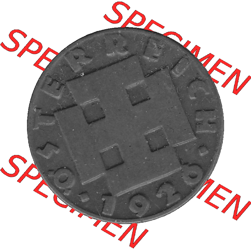 Alte Münze 2 / Zwei Groschen Österreich in s/w Schwarzweiß bzw. Graustufen Farbgebung von Scanner transparenten PNG 1925-1938, 2 Zwei Groschen, Krückenkreuz... Sammlung
