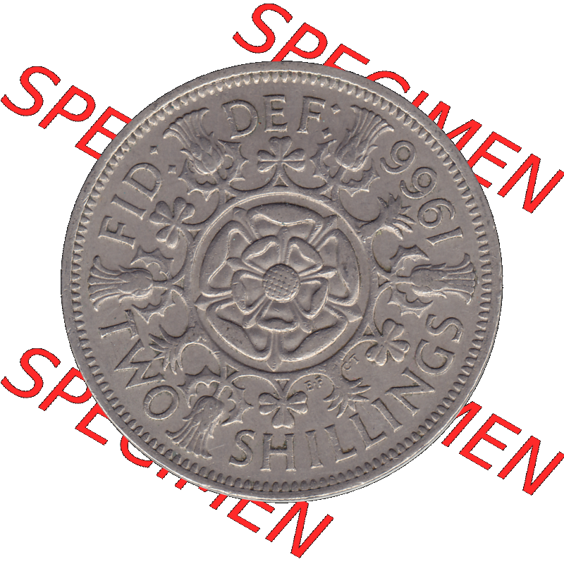 Alte Münze Großbritannien, Bild in Farbe bzw. Color PNG-Grafik, Umlaufmünze aus dem Zeitraum 1954-1970, 2 Schilling-Florin, Two Shillings, 1966-07 ELIZABETH... Sammlung