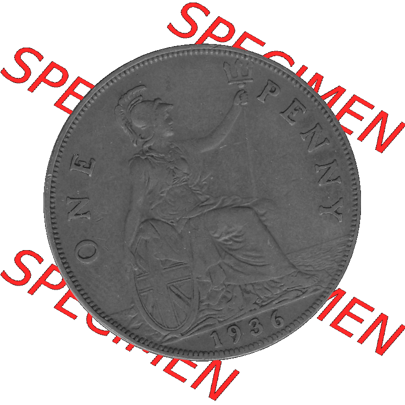 Alte Münze Großbritannien Umlaufmünze One Penny, 1 Pence 1928-1936, 1 One Penny, 1936-01, George V. BM GEORGIVS V DEI GRABRITTOMNREX FIDDEFINDIMP Graustufen.... Sammlung