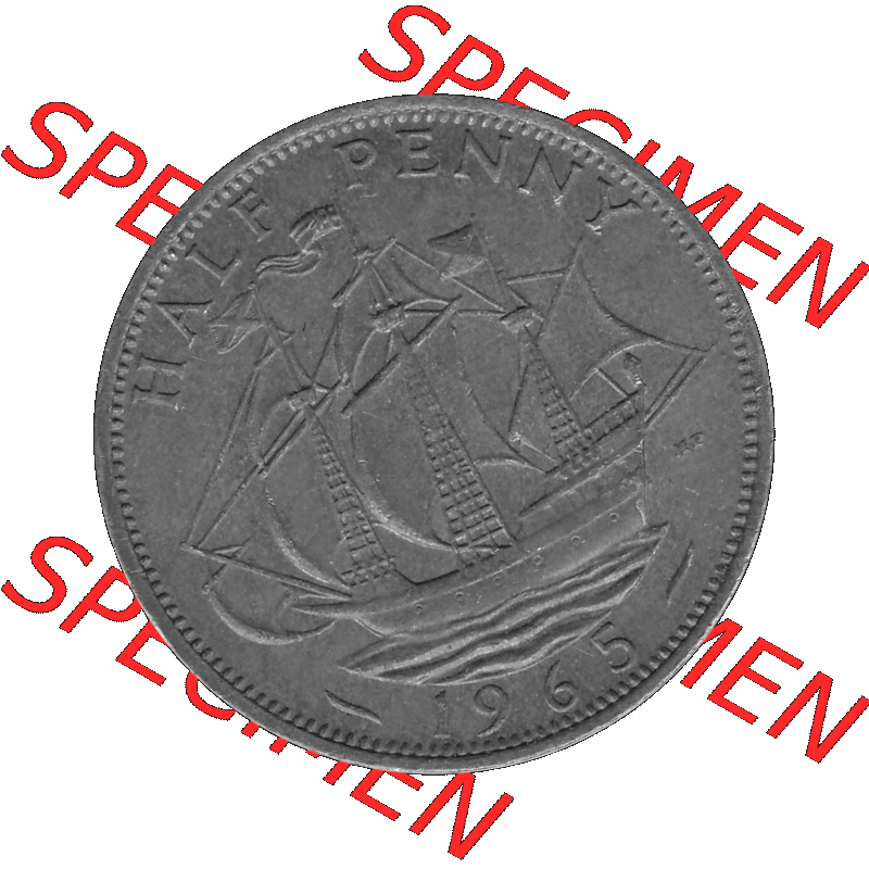 Alte Münze Großbritannien Umlaufmünze Half Penny, 1/2 Pence 1954-1970, Half Penny, Halber Pence 1965-01, Elisabeth II. - Schriftzug ELIZABETH II DEI GRATIA... Sammlung