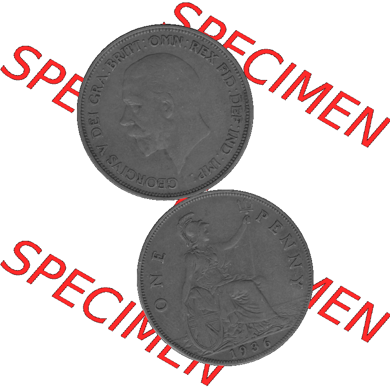 Alte Münze Großbritannien Umlaufmünze One Penny, 1 Pence 1928-1936, 1 One Penny, 1936-01, George V. BM GEORGIVS V DEI GRABRITTOMNREX FIDDEFINDIMP Graustufen.... Sammlung
