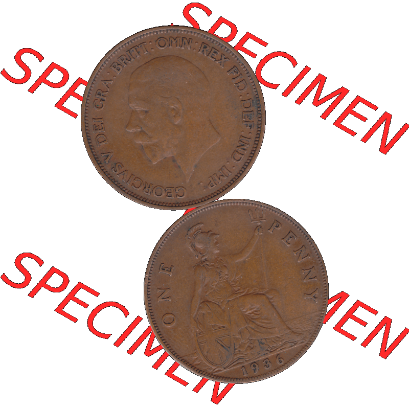 Alte Münze Großbritannien Umlaufmünze One Penny, 1 Pence 1928-1936, 1 One Penny, 1936-01, George V. BM GEORGIVS V DEI GRABRITTOMNREX FIDDEFINDIMP.... Sammlung